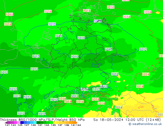 Thck 850-1000 hPa Arpege-eu so. 18.05.2024 12 UTC