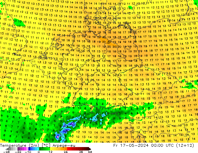 карта температуры Arpege-eu пт 17.05.2024 00 UTC