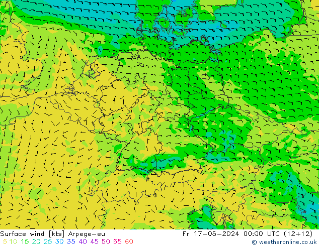 Surface wind Arpege-eu Fr 17.05.2024 00 UTC