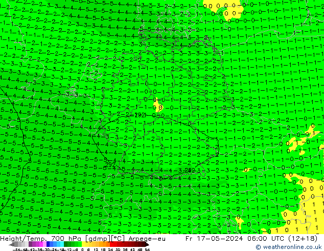 Géop./Temp. 700 hPa Arpege-eu ven 17.05.2024 06 UTC