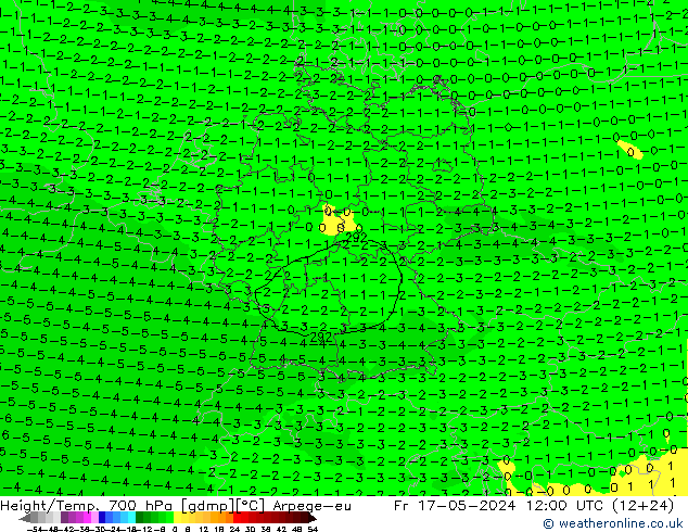 Height/Temp. 700 hPa Arpege-eu Fr 17.05.2024 12 UTC