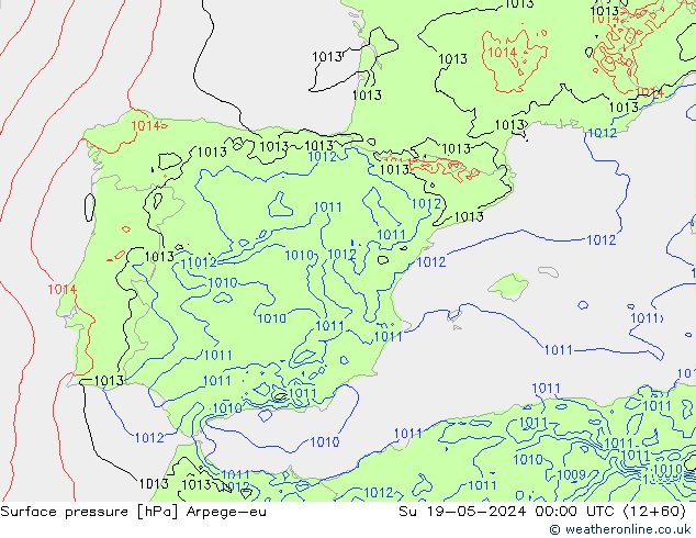 Luchtdruk (Grond) Arpege-eu zo 19.05.2024 00 UTC