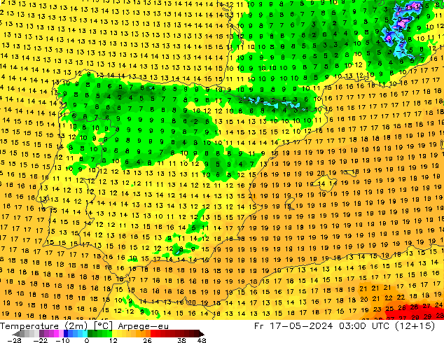 Temperature (2m) Arpege-eu Fr 17.05.2024 03 UTC