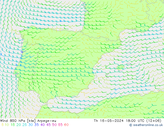 Rüzgar 850 hPa Arpege-eu Per 16.05.2024 18 UTC