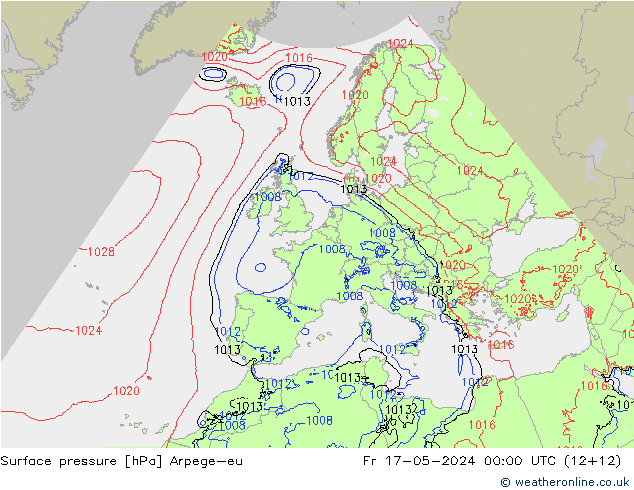 приземное давление Arpege-eu пт 17.05.2024 00 UTC