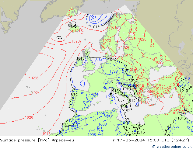 Presión superficial Arpege-eu vie 17.05.2024 15 UTC