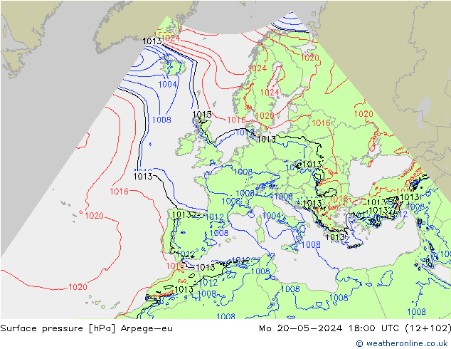 Yer basıncı Arpege-eu Pzt 20.05.2024 18 UTC