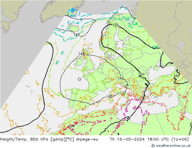 Height/Temp. 850 hPa Arpege-eu Do 16.05.2024 18 UTC