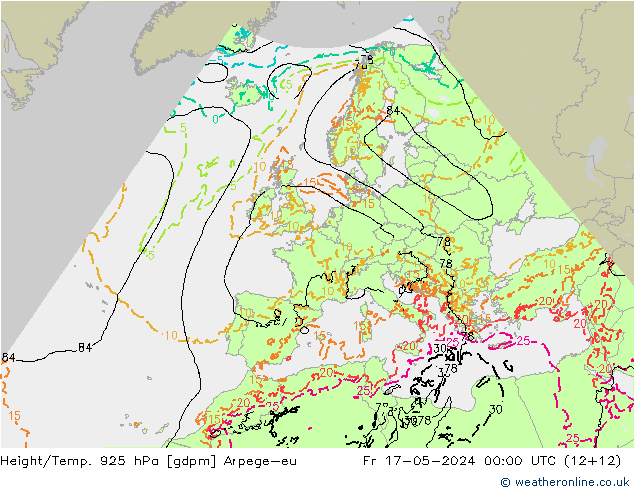 Geop./Temp. 925 hPa Arpege-eu vie 17.05.2024 00 UTC