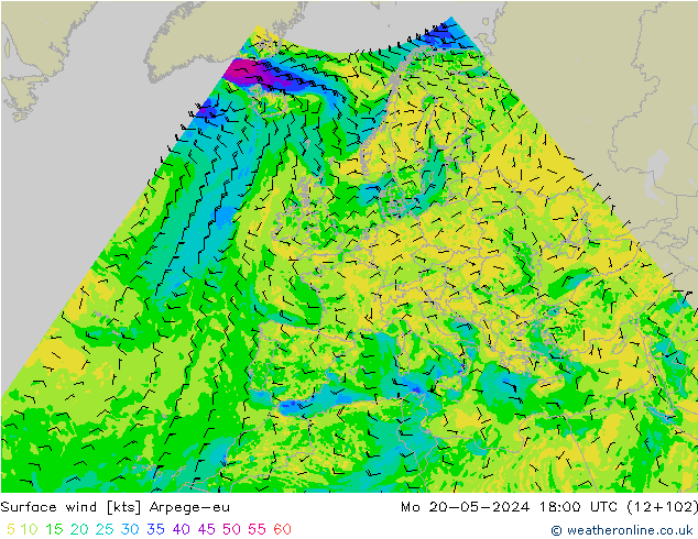 Bodenwind Arpege-eu Mo 20.05.2024 18 UTC