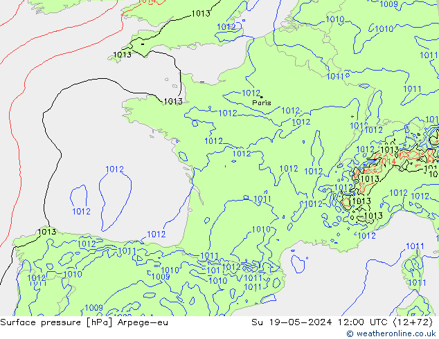 приземное давление Arpege-eu Вс 19.05.2024 12 UTC