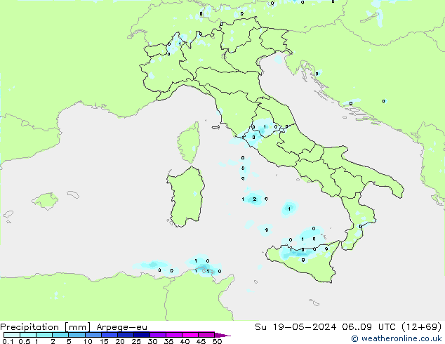 Precipitation Arpege-eu Su 19.05.2024 09 UTC