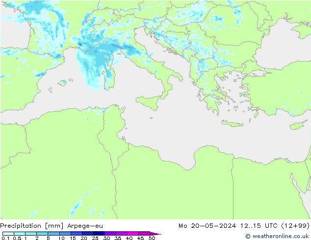 Precipitation Arpege-eu Mo 20.05.2024 15 UTC
