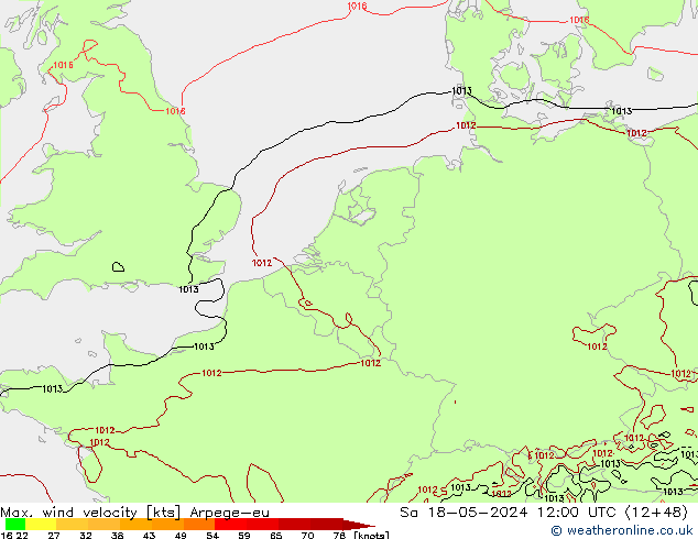 Windböen Arpege-eu Sa 18.05.2024 12 UTC