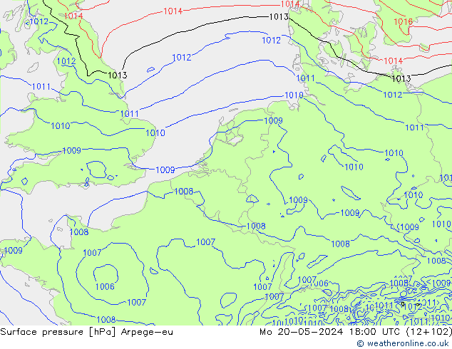 приземное давление Arpege-eu пн 20.05.2024 18 UTC