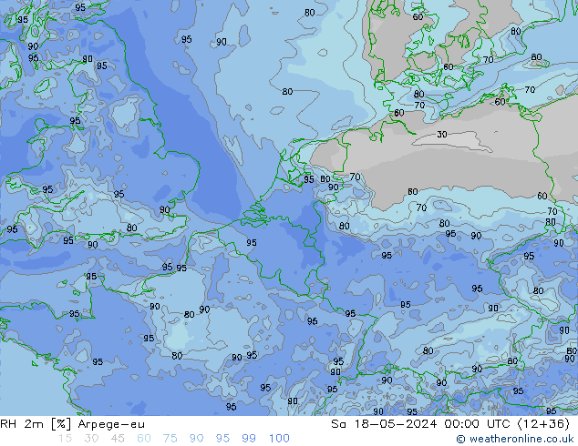 RH 2m Arpege-eu Sa 18.05.2024 00 UTC