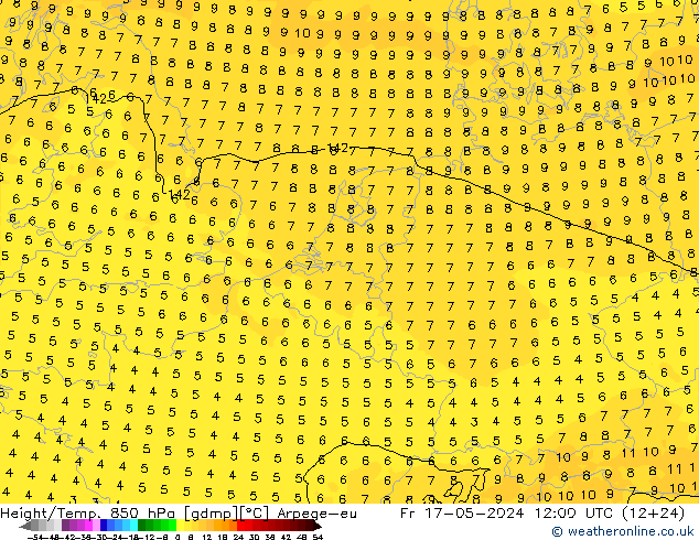 Height/Temp. 850 hPa Arpege-eu ven 17.05.2024 12 UTC