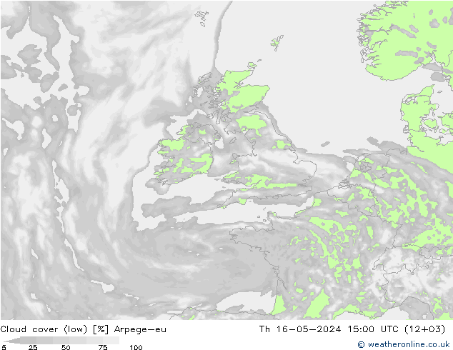 zachmurzenie (niskie) Arpege-eu czw. 16.05.2024 15 UTC