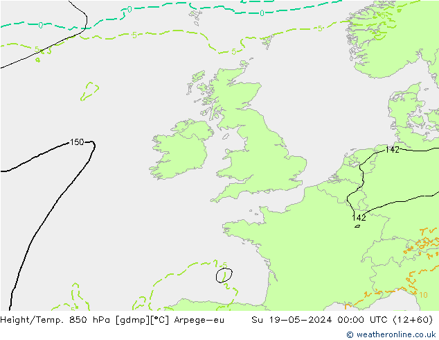 Géop./Temp. 850 hPa Arpege-eu dim 19.05.2024 00 UTC