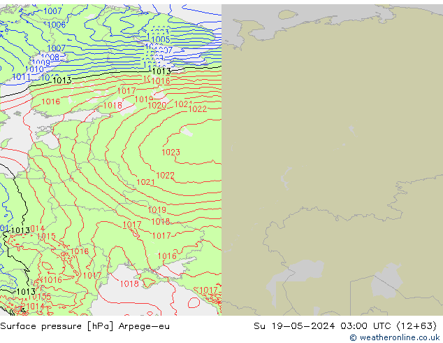 pressão do solo Arpege-eu Dom 19.05.2024 03 UTC