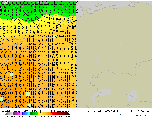 Height/Temp. 925 hPa Arpege-eu Seg 20.05.2024 00 UTC