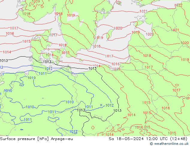 приземное давление Arpege-eu сб 18.05.2024 12 UTC