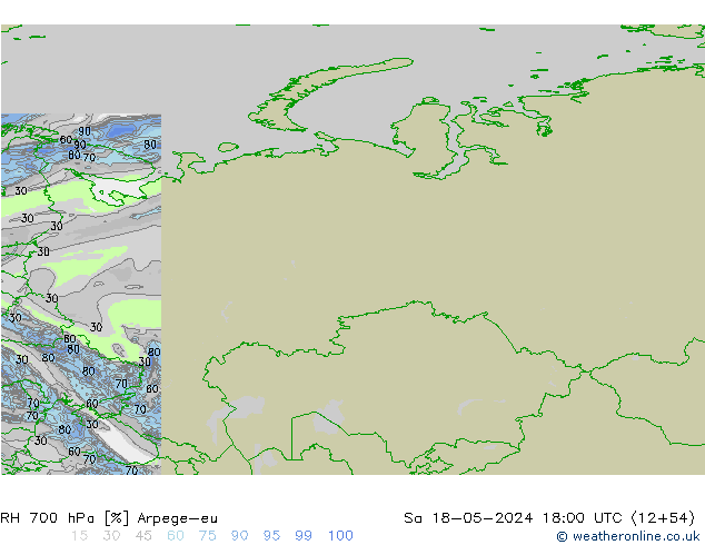 RH 700 hPa Arpege-eu Sa 18.05.2024 18 UTC
