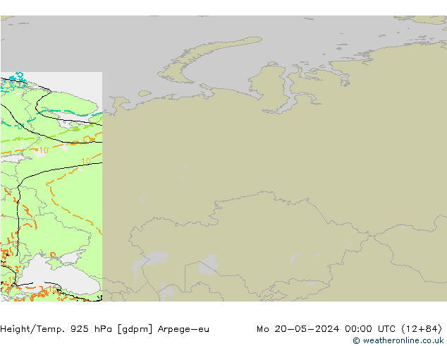 Height/Temp. 925 hPa Arpege-eu Po 20.05.2024 00 UTC