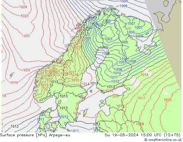 Bodendruck Arpege-eu So 19.05.2024 15 UTC