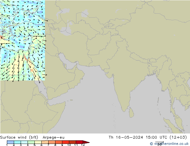 �N 10 米 (bft) Arpege-eu 星期四 16.05.2024 15 UTC