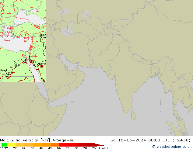 Max. wind velocity Arpege-eu сб 18.05.2024 00 UTC