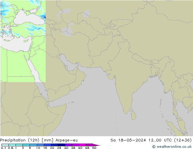 Precipitación (12h) Arpege-eu sáb 18.05.2024 00 UTC