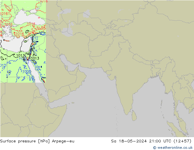 Atmosférický tlak Arpege-eu So 18.05.2024 21 UTC