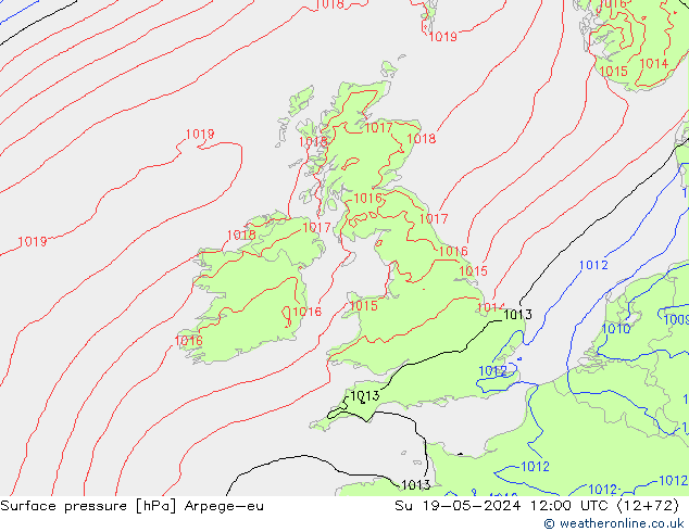 Presión superficial Arpege-eu dom 19.05.2024 12 UTC