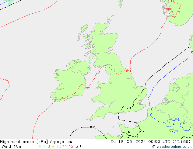 High wind areas Arpege-eu Dom 19.05.2024 09 UTC