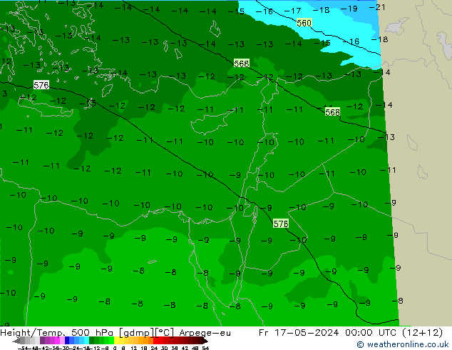 Height/Temp. 500 hPa Arpege-eu  17.05.2024 00 UTC