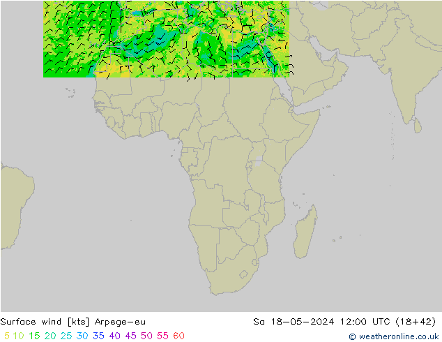 Surface wind Arpege-eu Sa 18.05.2024 12 UTC