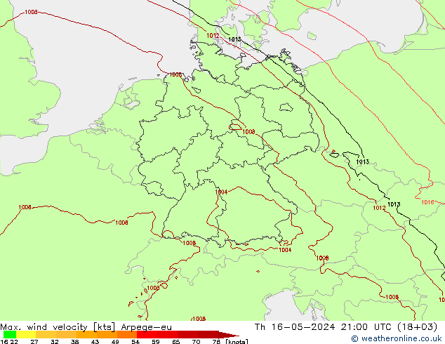 Windböen Arpege-eu Do 16.05.2024 21 UTC