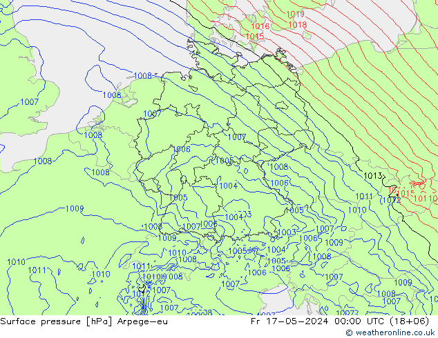 Luchtdruk (Grond) Arpege-eu vr 17.05.2024 00 UTC