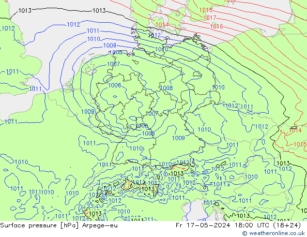 Surface pressure Arpege-eu Fr 17.05.2024 18 UTC