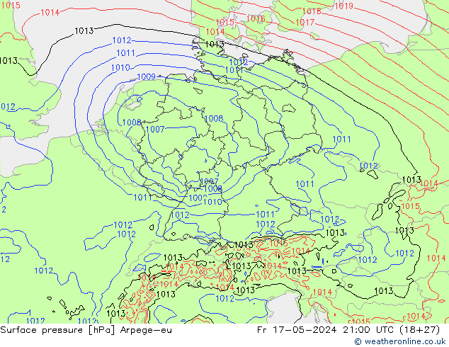 Surface pressure Arpege-eu Fr 17.05.2024 21 UTC