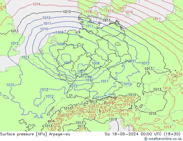 Luchtdruk (Grond) Arpege-eu za 18.05.2024 00 UTC