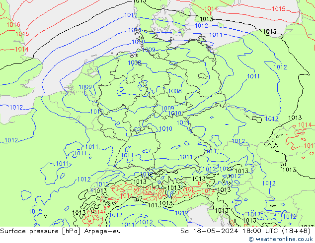 приземное давление Arpege-eu сб 18.05.2024 18 UTC