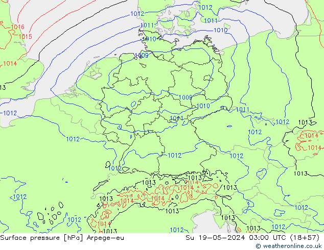 приземное давление Arpege-eu Вс 19.05.2024 03 UTC