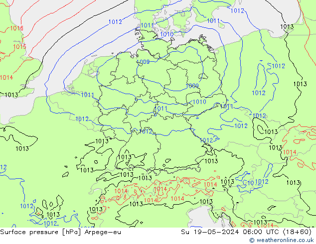 Presión superficial Arpege-eu dom 19.05.2024 06 UTC