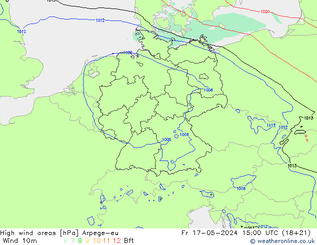 yüksek rüzgarlı alanlar Arpege-eu Cu 17.05.2024 15 UTC