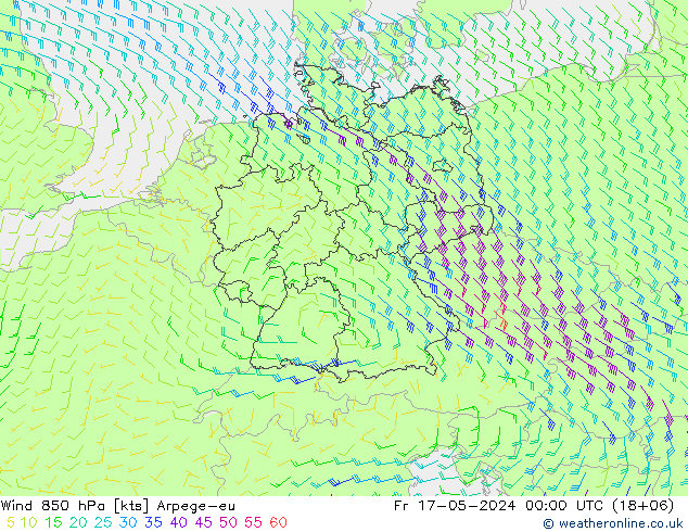 风 850 hPa Arpege-eu 星期五 17.05.2024 00 UTC