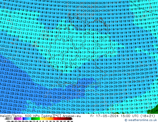 Height/Temp. 500 hPa Arpege-eu Fr 17.05.2024 15 UTC