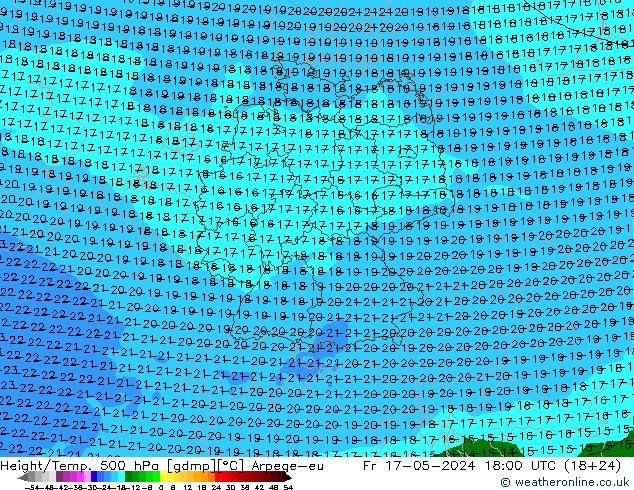 Geop./Temp. 500 hPa Arpege-eu vie 17.05.2024 18 UTC