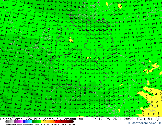 Hoogte/Temp. 700 hPa Arpege-eu vr 17.05.2024 06 UTC